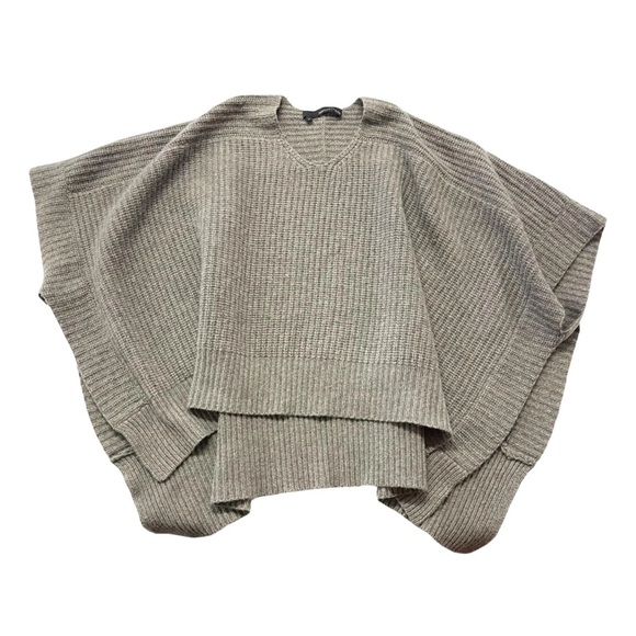 360 Cashmere Sweaters - Women’s 360Cashmere Taupe‎ Brown Knitted Cashmere Sweater Poncho SMALL